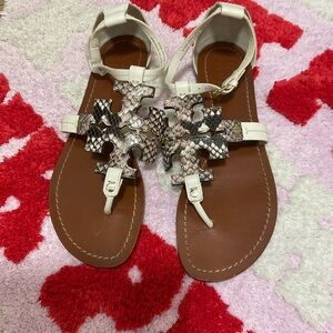 Tory Burch Phoebe White and Brown Sandals
